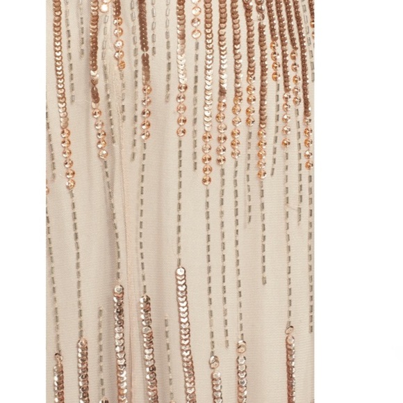 Adrianna Papell rose gold sleeveless beaded long gown - Picture 5 of 9